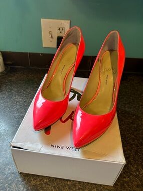 Nine West Hot Pink Patent Pointed-Toe Pumps